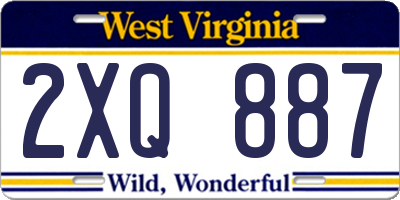 WV license plate 2XQ887