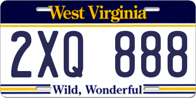 WV license plate 2XQ888