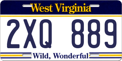 WV license plate 2XQ889