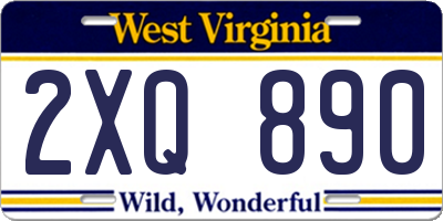 WV license plate 2XQ890