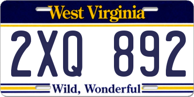 WV license plate 2XQ892