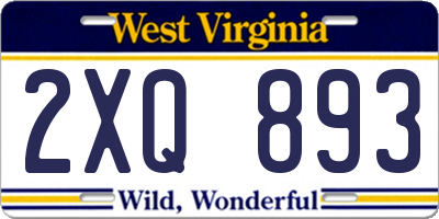 WV license plate 2XQ893