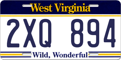 WV license plate 2XQ894