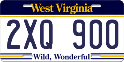 WV license plate 2XQ900