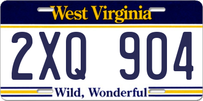WV license plate 2XQ904