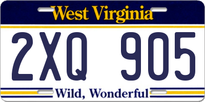 WV license plate 2XQ905