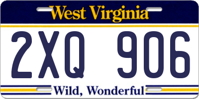 WV license plate 2XQ906