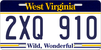 WV license plate 2XQ910