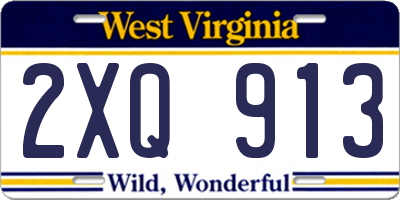 WV license plate 2XQ913