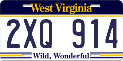 WV license plate 2XQ914