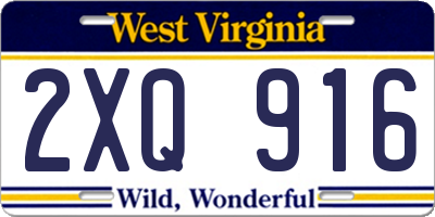 WV license plate 2XQ916