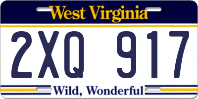 WV license plate 2XQ917