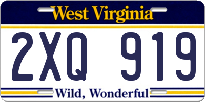 WV license plate 2XQ919