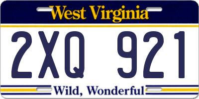 WV license plate 2XQ921