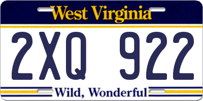 WV license plate 2XQ922