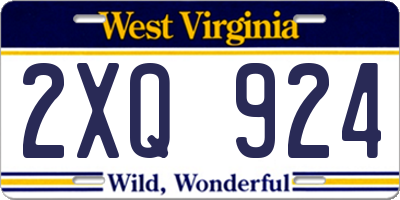 WV license plate 2XQ924