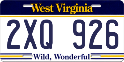 WV license plate 2XQ926
