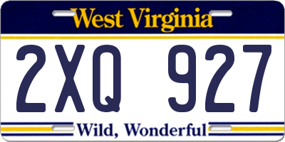 WV license plate 2XQ927