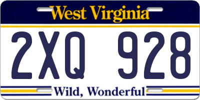 WV license plate 2XQ928