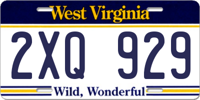 WV license plate 2XQ929