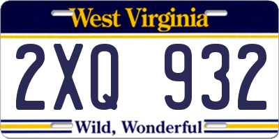 WV license plate 2XQ932