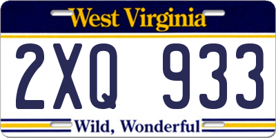 WV license plate 2XQ933