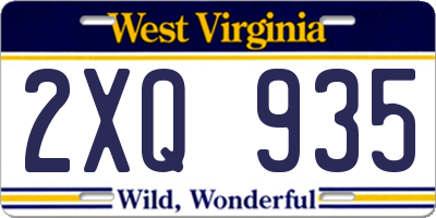 WV license plate 2XQ935