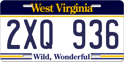 WV license plate 2XQ936