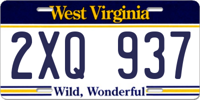 WV license plate 2XQ937