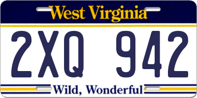 WV license plate 2XQ942