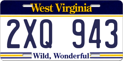WV license plate 2XQ943