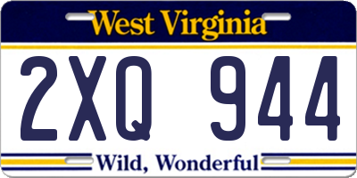 WV license plate 2XQ944