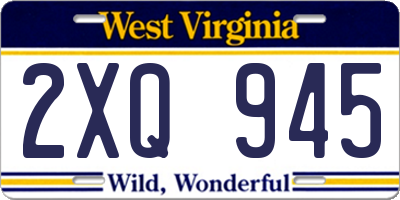 WV license plate 2XQ945