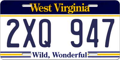 WV license plate 2XQ947