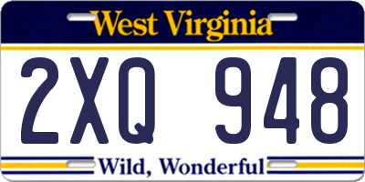 WV license plate 2XQ948