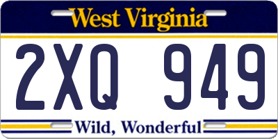 WV license plate 2XQ949