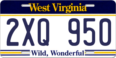 WV license plate 2XQ950
