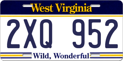 WV license plate 2XQ952