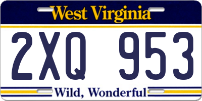 WV license plate 2XQ953