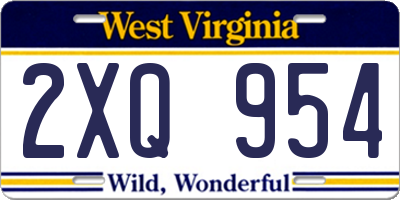 WV license plate 2XQ954