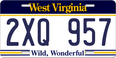 WV license plate 2XQ957