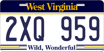 WV license plate 2XQ959