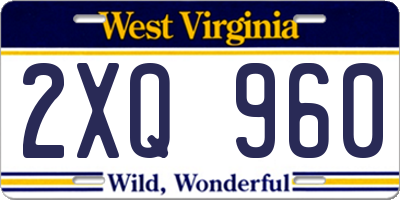 WV license plate 2XQ960