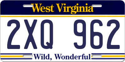 WV license plate 2XQ962