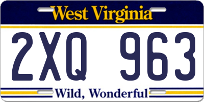 WV license plate 2XQ963