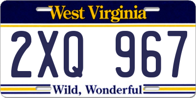 WV license plate 2XQ967