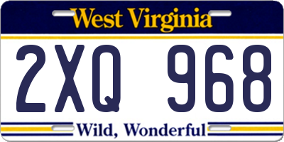 WV license plate 2XQ968