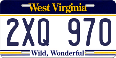 WV license plate 2XQ970