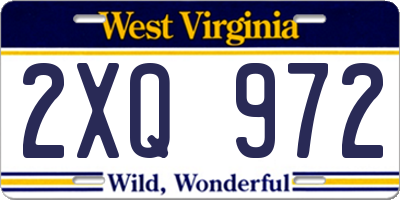 WV license plate 2XQ972