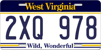 WV license plate 2XQ978